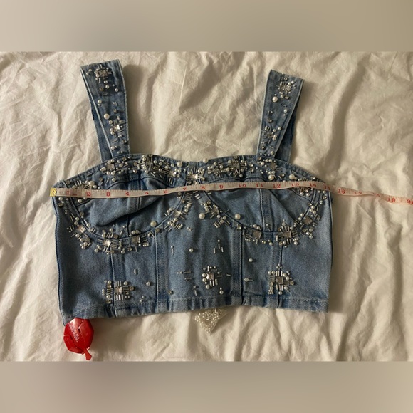 PatBo Hand-beaded Denim Top NWT - Picture 11 of 16